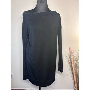 Athleta Black Boat Neck Long Sleeve Oversized Sweater or Mini Dress Size S